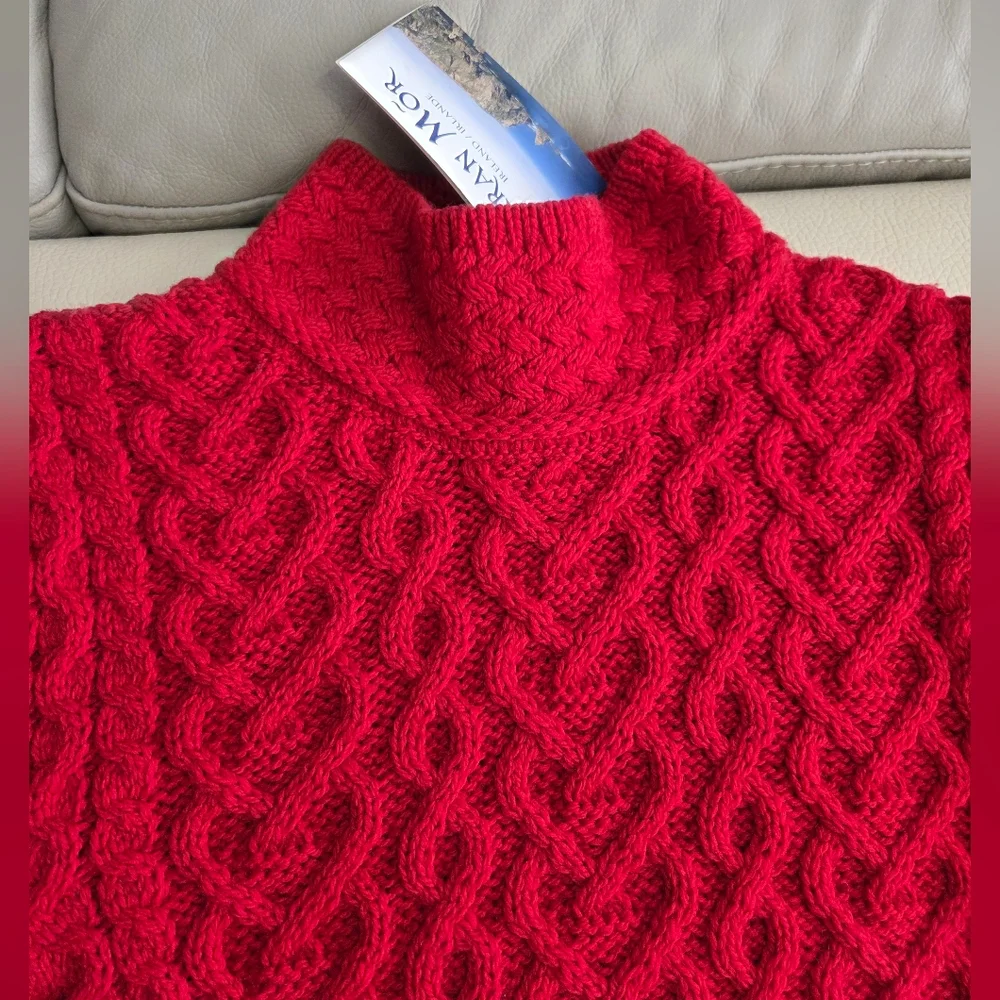 NWT - Aran Mor Women's 100% Merino Wool Polo Neck Sweater - Made In Ireland - M - Picture 5 of 11